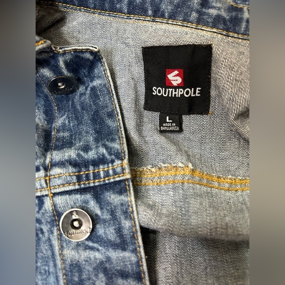 NWOT SOUTHPOLE Distressed Blue Denim Jacket - Picture 6 of 11